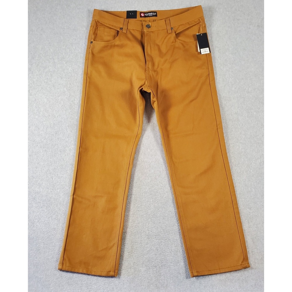 Southpole Jeans Men's Size 36x30 Caramel Brown 100% Cotton Straight Leg Casual